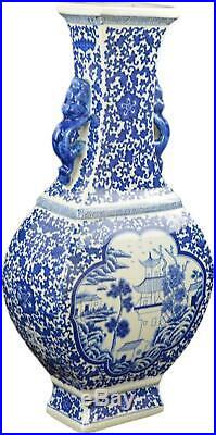 Festcool 17 Classic Blue and White Porcelain Vase, Landscape Ceramic China Qing