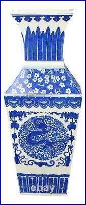 Festcool 18 Classic Blue and White Porcelain Dragon Jar Vase, China Qing Sty