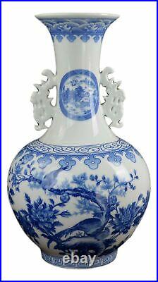 Festcool 20 Classic Blue and White Floral Porcelain Vase, China Vase, Decora