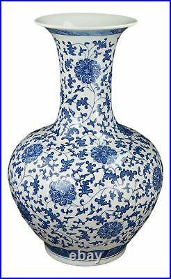 Festcool 22 Classic Blue and White Large Floral Porcelain Vase, China Vase