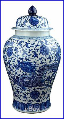Festcool 24 Classic Blue White Dragon Porcelain Ceramic Temple Ginger Jar Va