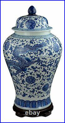 Festcool 24 Classic Blue White Dragon Porcelain Ceramic Temple Ginger Jar Va