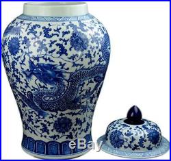 Festcool 24 Classic Blue White Porcelain Ceramic Temple Ginger Jar Vase, Large