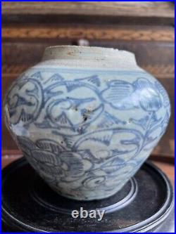 Fine Antique Chinese Porcelain Blue And White Ginger Jar 11.5