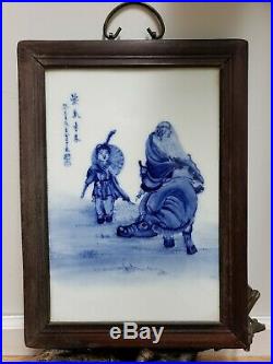 Fine Chinese BLUE&WHITE Porcelain Famille Plaque