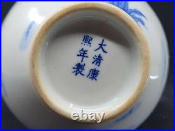 Fine Chinese Blue & White Portrait Porcelain Vase