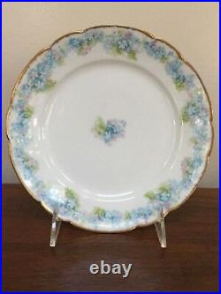 HAVILAND Limoges Schleiger 189 Blue & White Flowers Salad Plate Set of 12