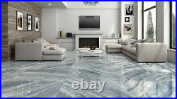 HD Ultra gloss 60x120 surreal blue white surf wave porcelain tiles 6 pieces