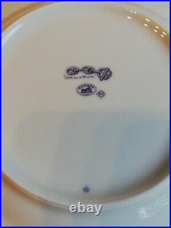 HERMES Paris Round Plate Tray Chaine D'Ancre Porcelain White Blue Tone with Box