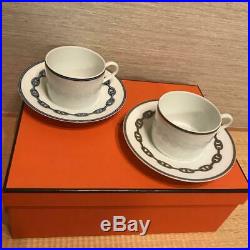 HERMES Porcelain Tea Cup Saucer Chaine d'ancre Blue Dinnerware set Ornament DHL
