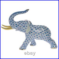 Herend Elephant Blue Fishnet With 24k Gold Tusks #vhb-05266 Brand Nib Cute F/sh