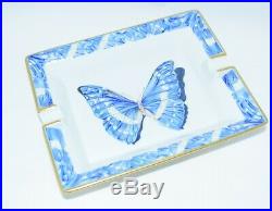 Hermes Butterfly Change tray Blue white Vintage Ashtray Porcelain ME140