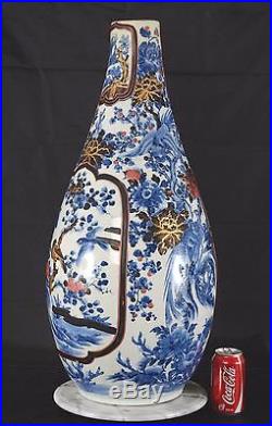 Huge Qing Chinese Blue White Clobbered Porcelain Vase Bird of Paradise & Flowers
