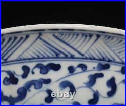 Kangxi Signed Rare Antique Chinese Blue & White Porcelain Bowl withflower