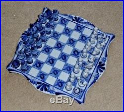 Kulikovo Field Chess. Blue&White Porcelain. Gzhel Russia