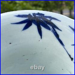 LARGE 16.75 Antique Chinese Canton Blue White Porcelain Vase Handles Qing 19th