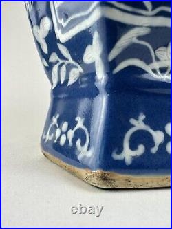 Large Antique Pair of Chinese Blue and White Porcelain Vases Man Flower Horse