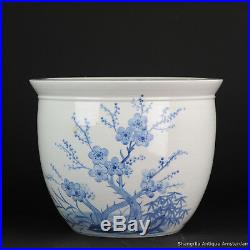 Large Blue White Chinese Porcelain Fishbowl Planter flowers & Ducks China