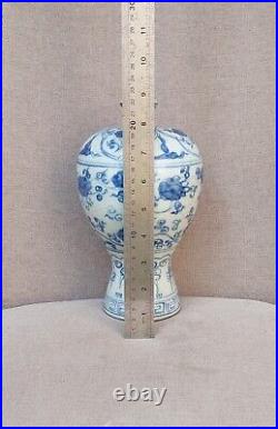 Large Chinese Blue and White Porcelain Peony Meiping vase