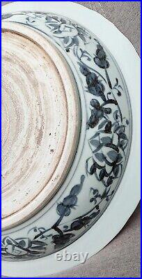 Large Chinese Ming Blue and White Porcelain Dish Figure Motive