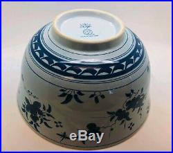Large Colonial Williamsburg Restoration Delft Blue & White Punch Bowl