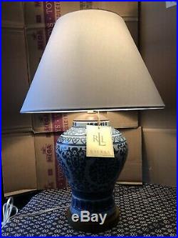 Large Ralph Lauren Home Collection Mandarin Blue White Floral Ginger Jar Lamp