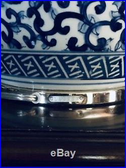 Large Ralph Lauren Home Collection Mandarin Blue White Floral Ginger Jar Lamp
