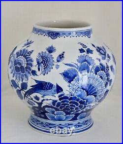 Large Royal Delft De Porceleyne Fles Blue & White Round Covered Ginger Jar 15