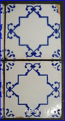 Lot of 6-Antique Portuguese Tile Blue/White Portugal