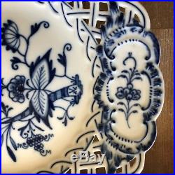 Lovely Pair Antique Meissen Blue & White Onion Pattern Pierced Rim Plates