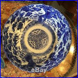 Meiji Japanese Late 19th Century Blue & White Porcelain Imari Bowl Plum Tree