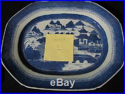 Mid-19th Century Chinese Canton Blue & White Porcelain 12.5 Platter, Mint