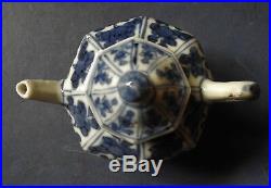 Miniature Chinese Porcelain Blue & White Octagonal Teapot Kangxi C. 1700