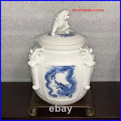 Museum Piece Japanese Edo 19th Hirado Blue & White Porcelain Mizusashi Water Jar