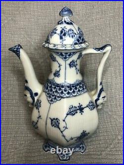 NEVER USED Royal Copenhagen Blue Fluted #1030 Coffee Pot with Lid Full Lace