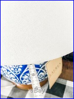 NEW PAIR (2) Ralph Lauren Blue White Floral Damask Porcelain Ceramic Lamp Shade