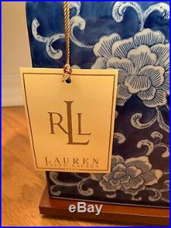 NWTPair of Ralph Lauren Home Collection Mandarin Blue White Lotus Flower Lamps