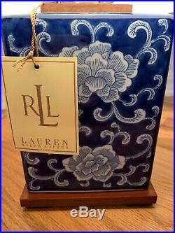 NWTPair of Ralph Lauren Home Collection Mandarin Blue White Lotus Flower Lamps