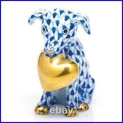 New Herend Puppy Love Blue Fishnet Figurine #vhb-05919 Brand Nib Dog Save$$ F/sh