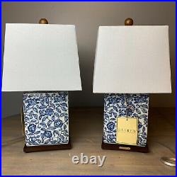 New Ralph Lauren Blue/White Floral Asian Porcelain Table Lamps Set of 2