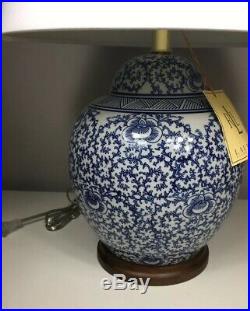 New Ralph Lauren Porcelain Ginger Jar Lamp BLUE WHITE