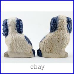 New Staffordshire Blue And White Pottery Spaniels Dogs Figurines Figures