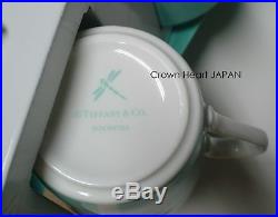 New TIFFANY & CO Bone China Blue Bow Ribbon 2 Mug Cup Set Gift Box from JAPAN