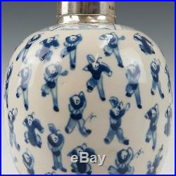 Nice Chinese Blue & White soft paste porcelain tea caddy, 19th ct. Marked Kangxi