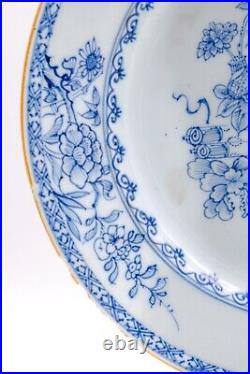 OLD Chinese Blue & White Plate Peony Flower Porcelain Qing Qianlong (1736-1795)