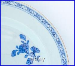 OLD Chinese Porcelain Blue & White Plate Floral Qing Period Qianlong (1736-1795)
