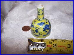 Offers! Small Chinese Yongzheng Mk Yellow Blue White Porcelain Republic Vase