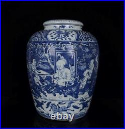 Old Blue And White Chinese Porcelain Jar Pot With Wanli Marked St1050