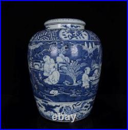 Old Blue And White Chinese Porcelain Jar Pot With Wanli Marked St1050