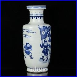 Old China Blue and white Porcelain Kangxi year system Figures Story Vases